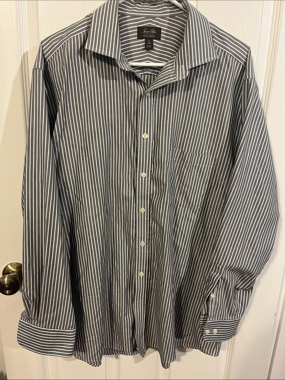 Tasso Elba Gray and White Pinstripe Dress Shirt